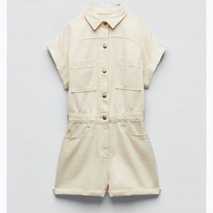 Zara Short Denim Jumpsuit